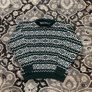 Vintage 90s Gap Knit pattern Crewneck Sweater Green White Size Large Mens